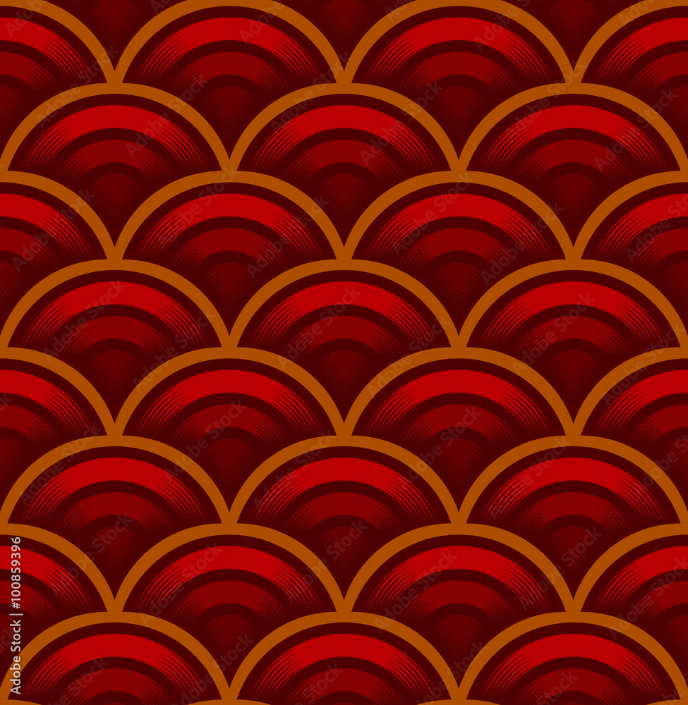 Seigaiha wave seamless pattern. Traditional Chinese and Japanese ancient ornament. Vector illustrati