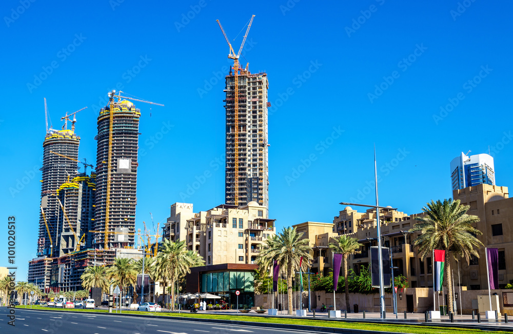 阿联酋迪拜市中心在建摩天大楼