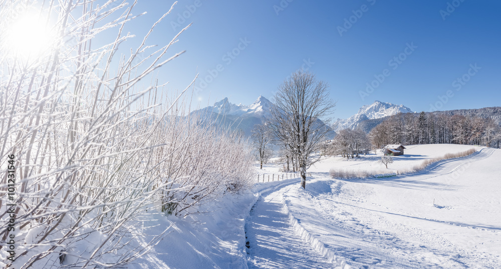 Berchtesgaden im Winter, Wanderweg, Bayern, Deutschland