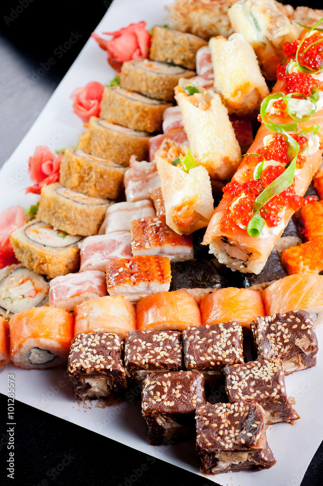 Set of sushi rolls