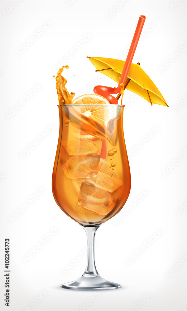 Summer cocktail, vector icon