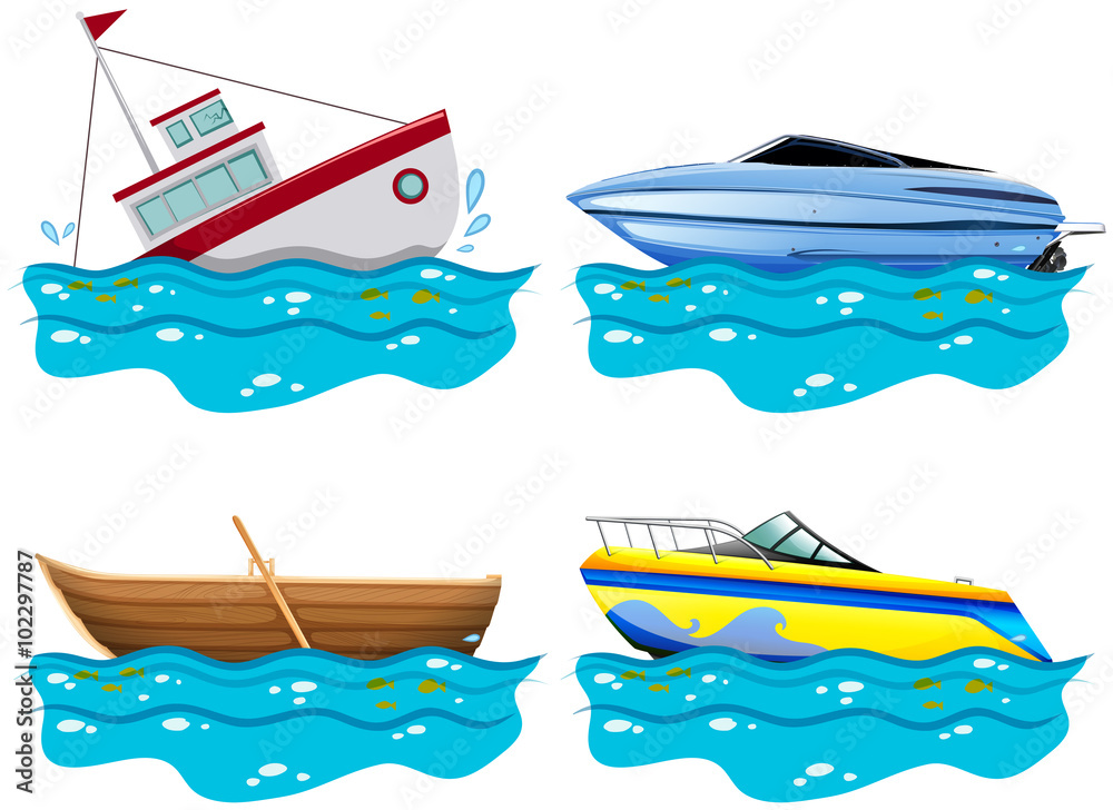 四种不同类型的船