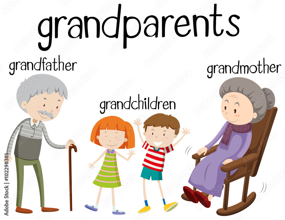 祖父母和孙子孙女在一起