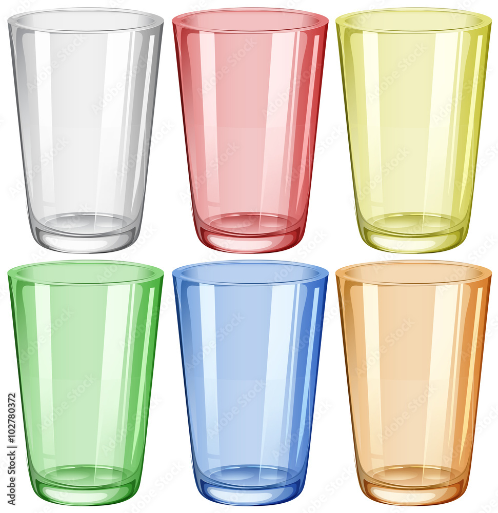 六种不同颜色的水杯