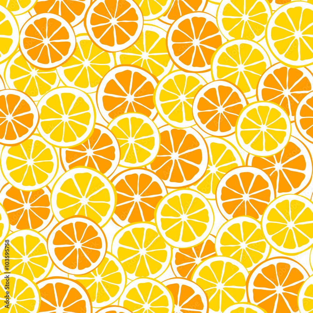 柠檬和橙子片无缝图案