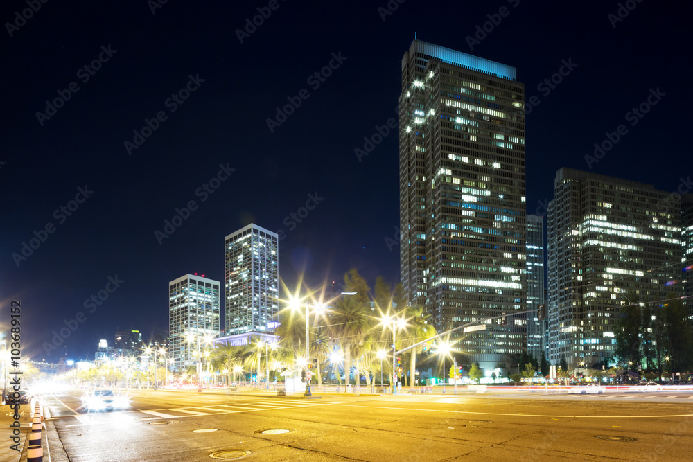旧金山夜景城市道路