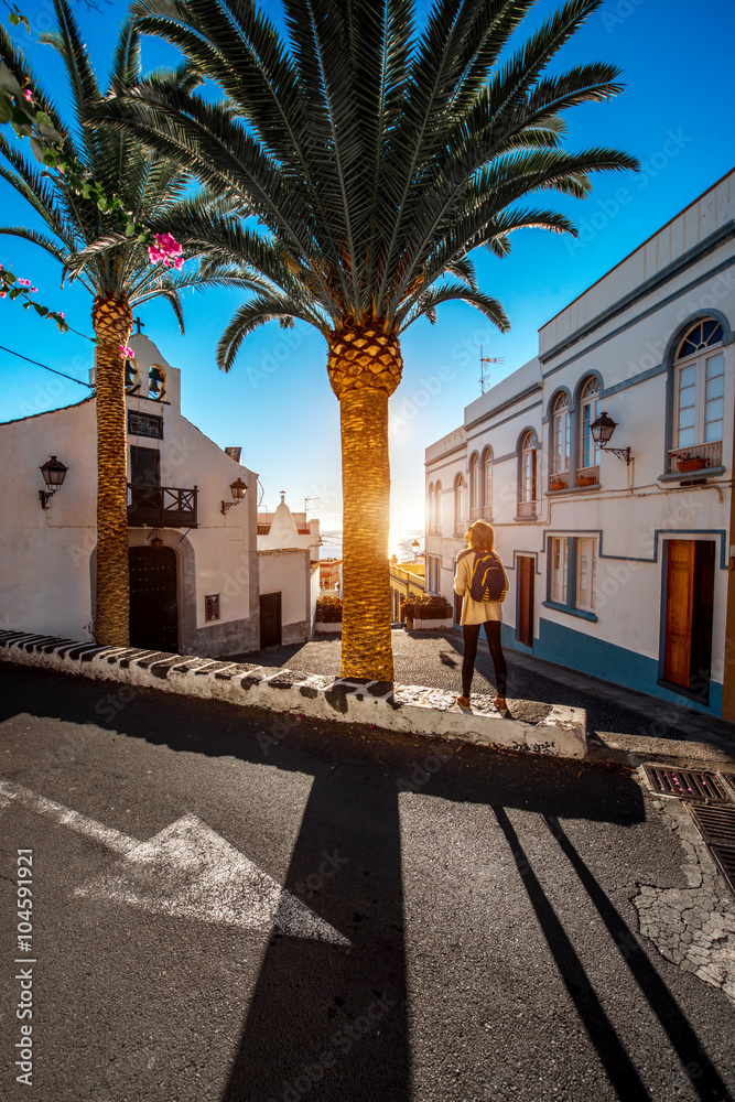 City street view in Santa Cruz de La Palma old town on La Palma island in Spain