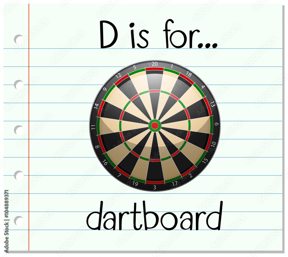 Flashcard letter D is for dartboard