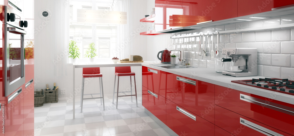 Meine rote Küche (panoramisch)