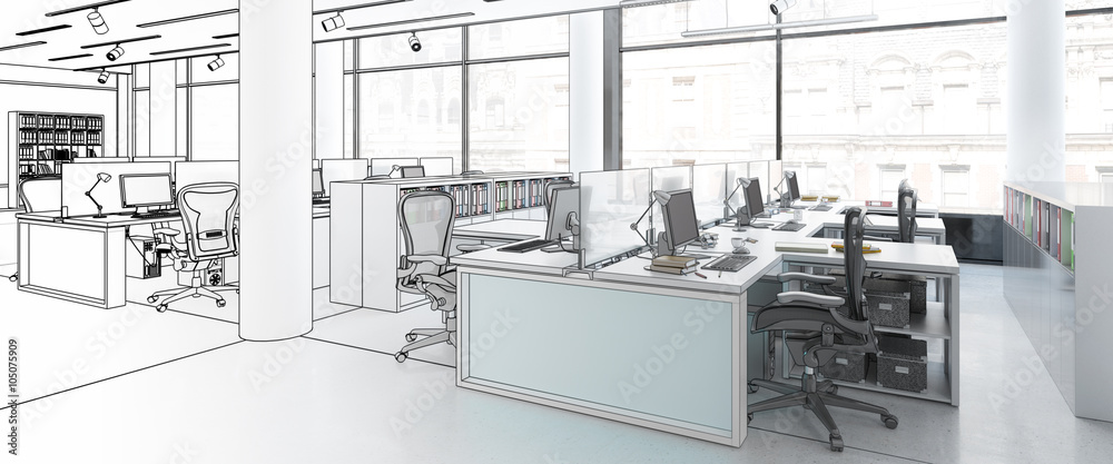 Büroeinrichtung (Entwurf panoramisch)