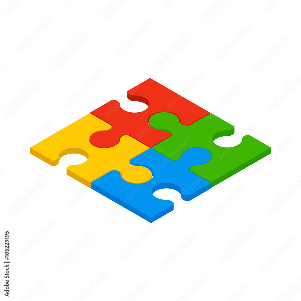 Puzzle icon, isometric 3d style