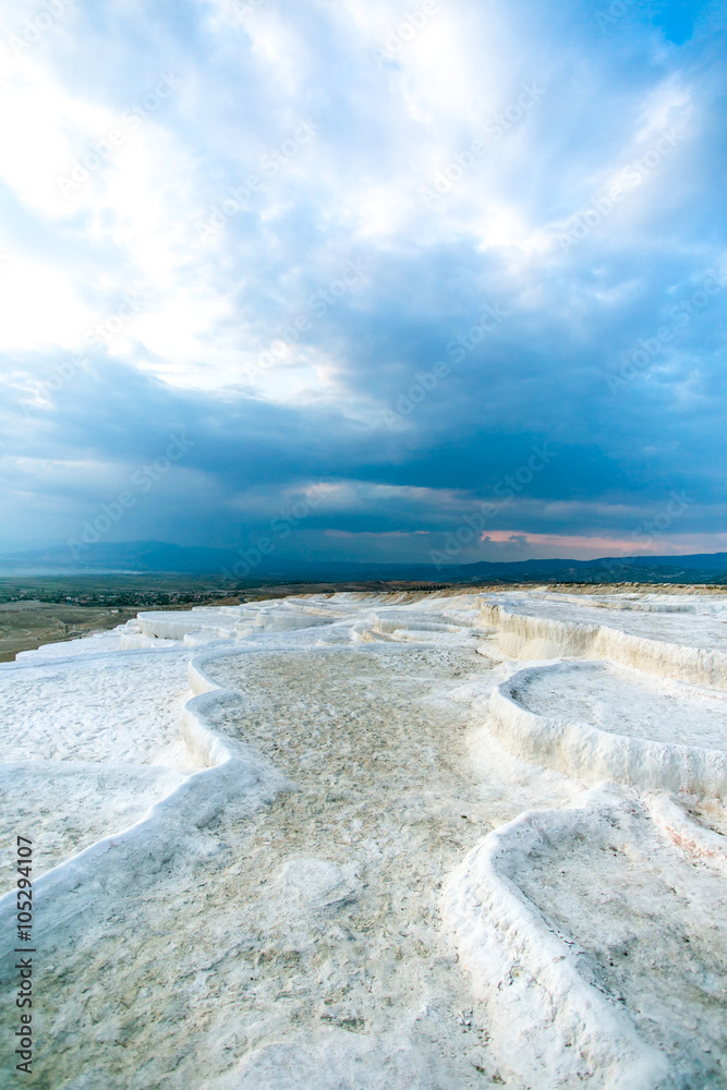 Beautiful white travertine pools and terraces