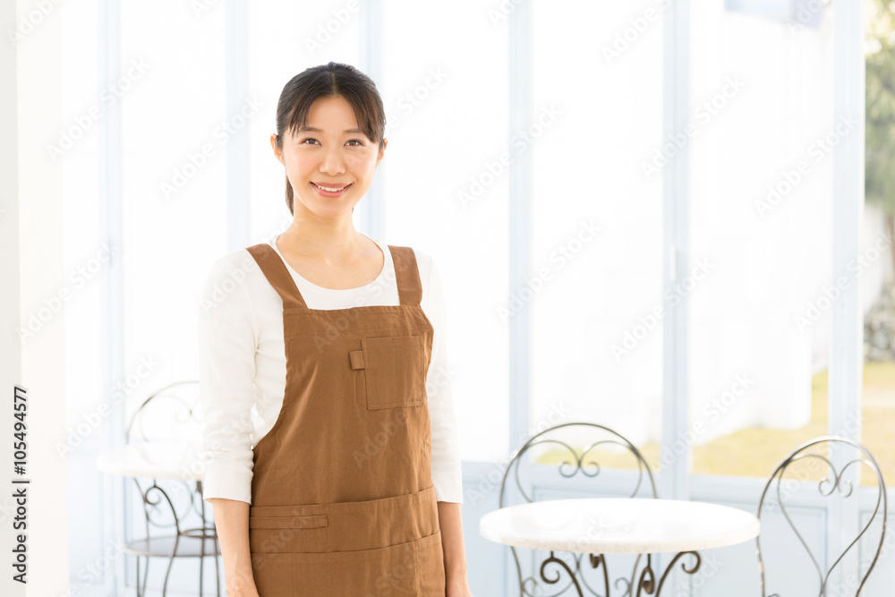 asian waitress in the cafe