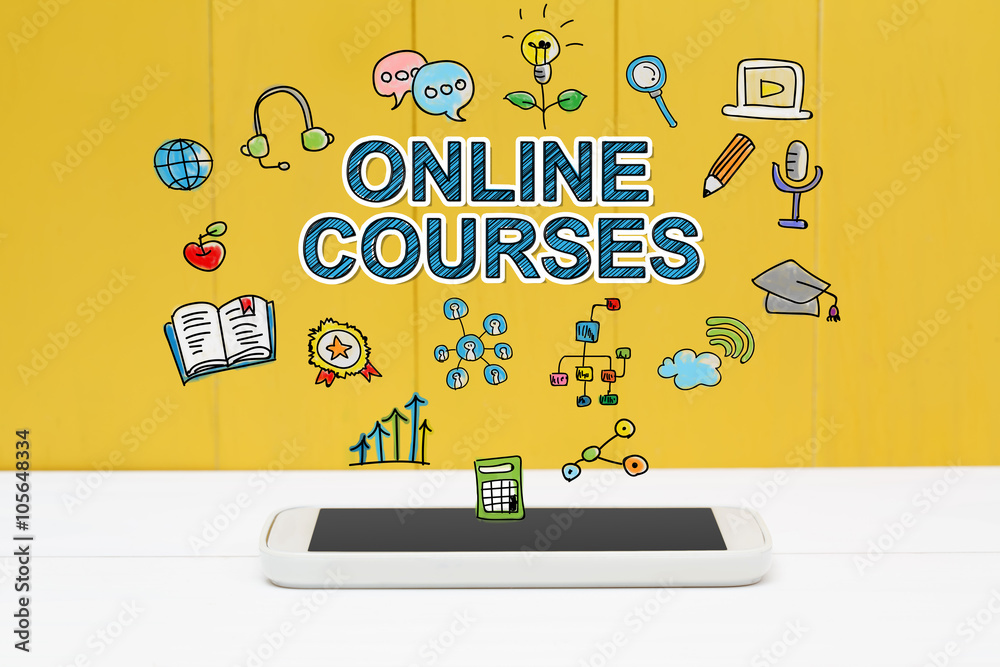 online Courses concept with smartphone
