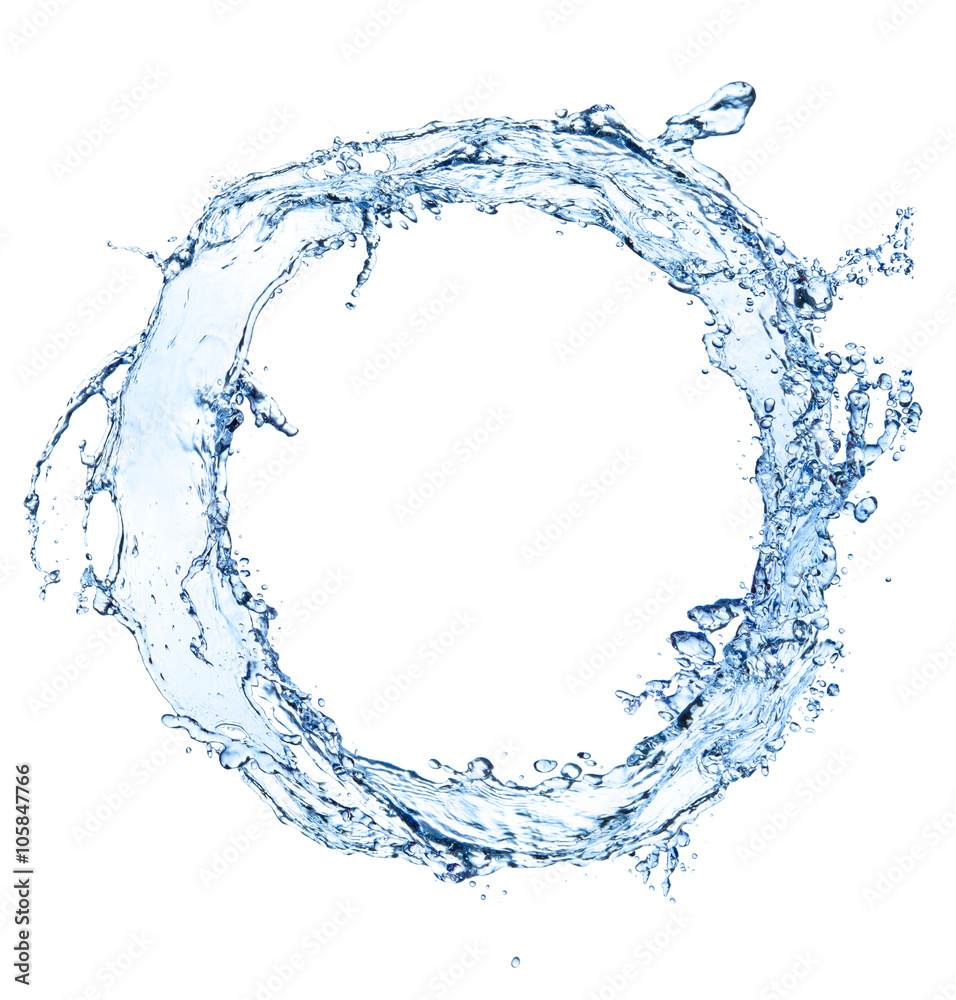  Water splash circle isolated on white background