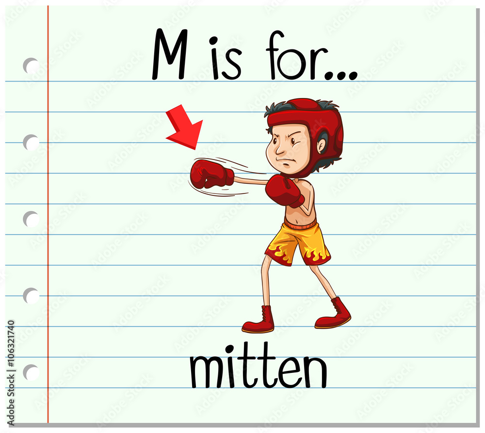 Flashcard letter M is for mitten