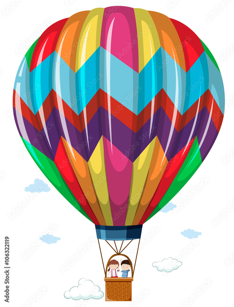 Children riding in the hotair balloon