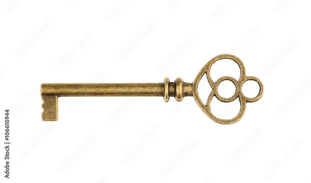 Old key isolated. without shadow
