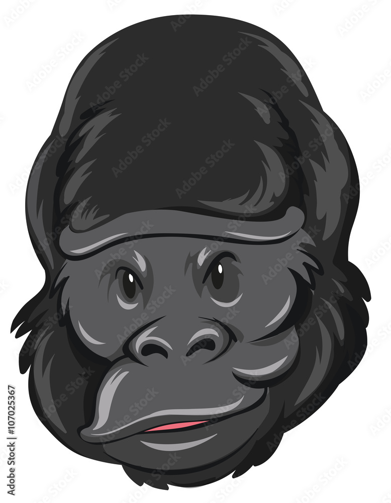 Gorilla head with happy face