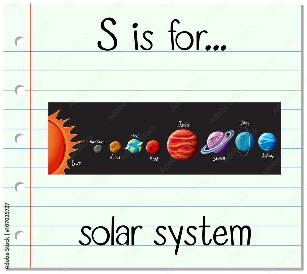 闪卡字母S代表太阳系