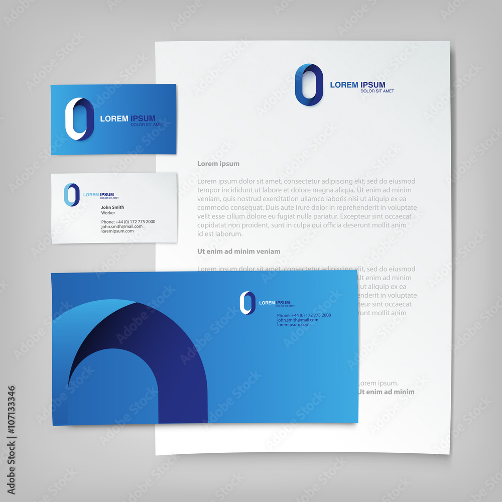 企业ID模板。信件信封上的抽象标志，商业