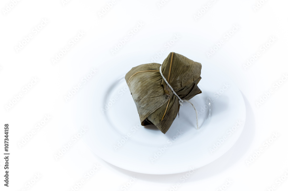 粽子（中国粽子食品）在白色背景上