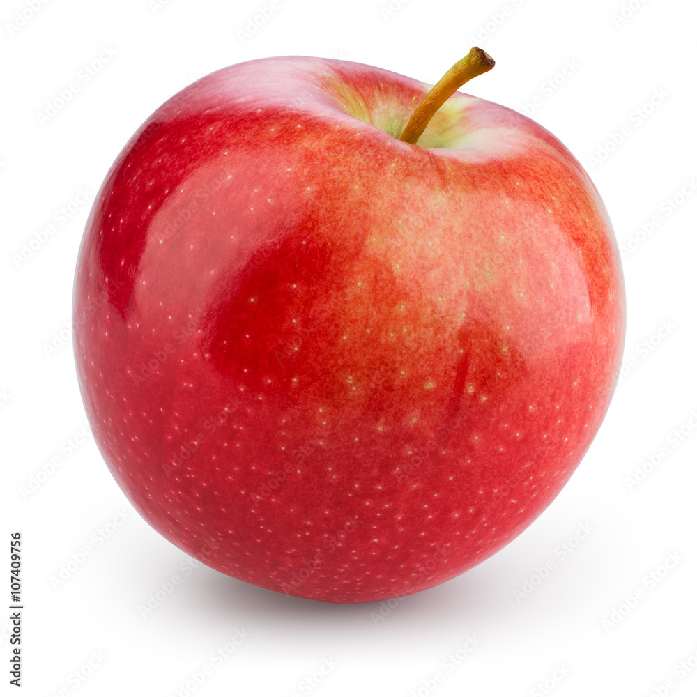 新鲜的红色苹果在白色上分离。带修剪路径