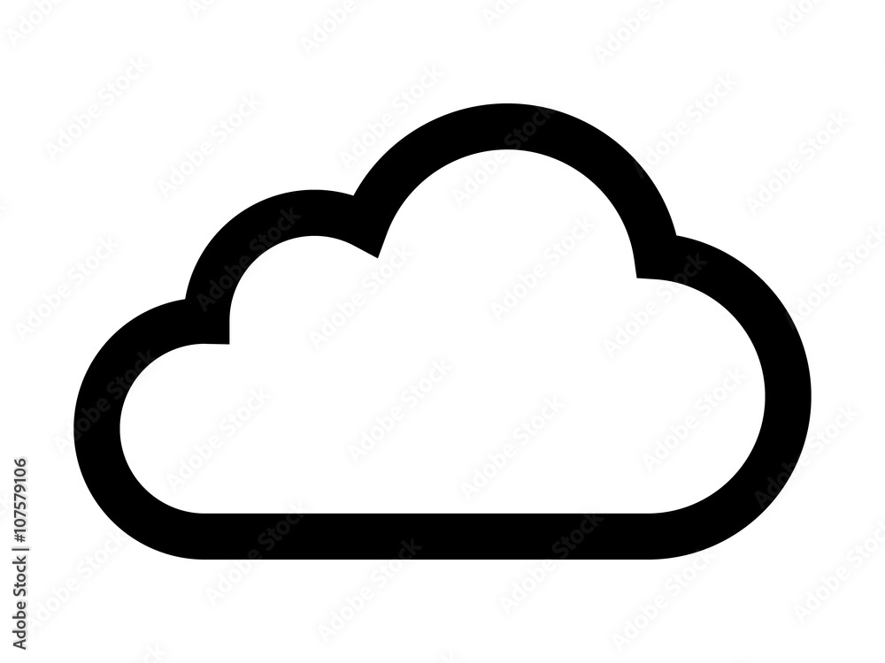Cloud drive storage or cumulus cloud line art icon