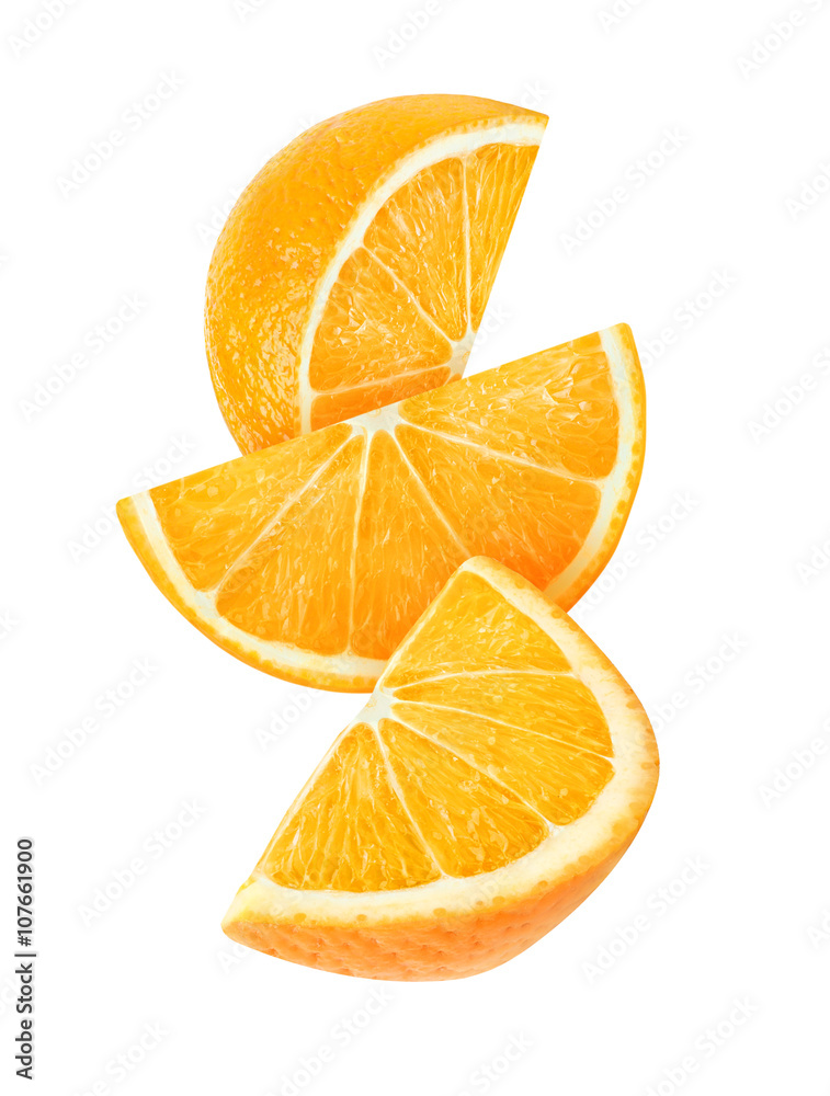 橙色的孤立掉落切片