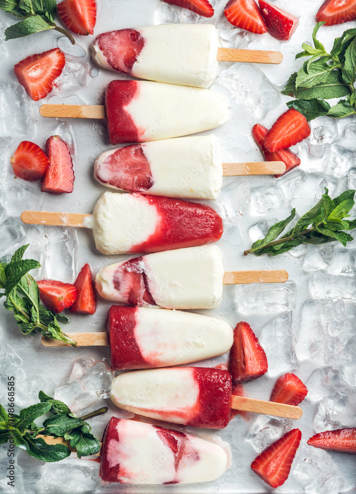 草莓酸奶薄荷冰棍