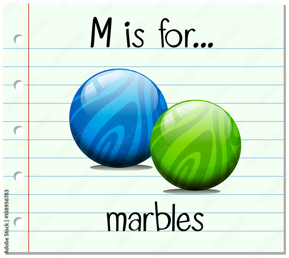 闪卡字母M代表弹珠