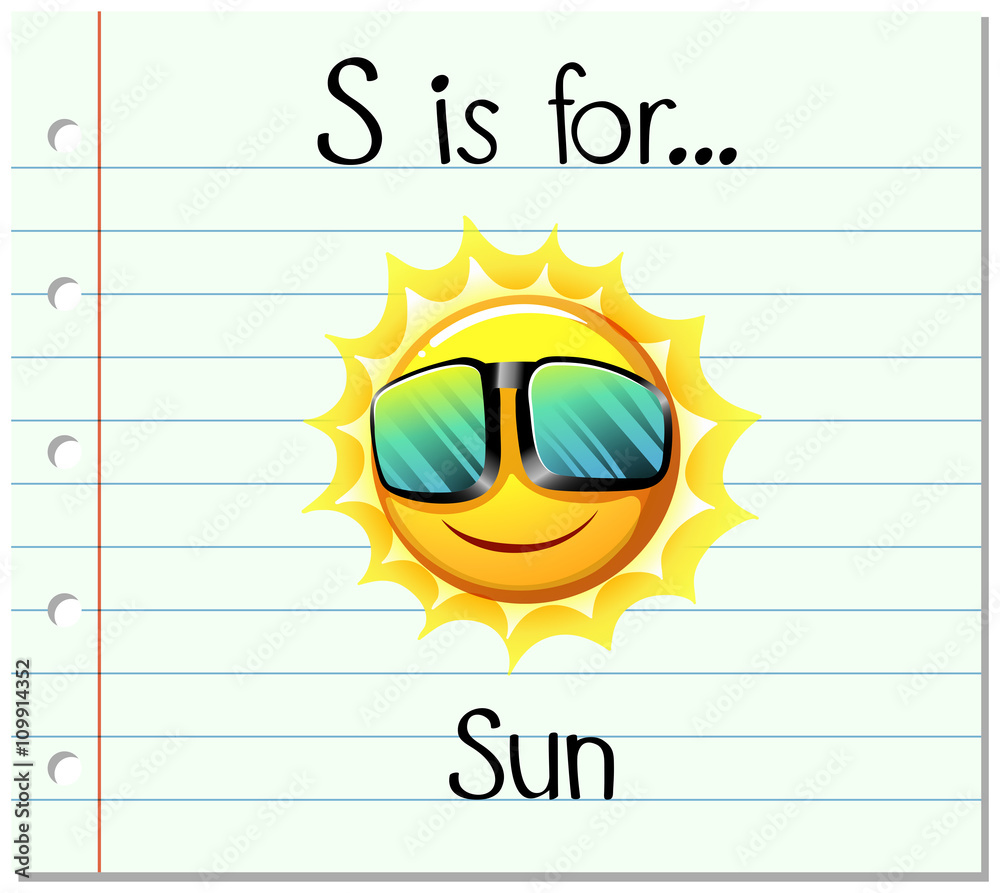 抽认卡字母S代表太阳