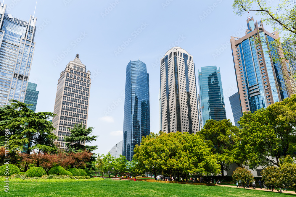 Lujiazui financial center park scenery in Shanghai，china