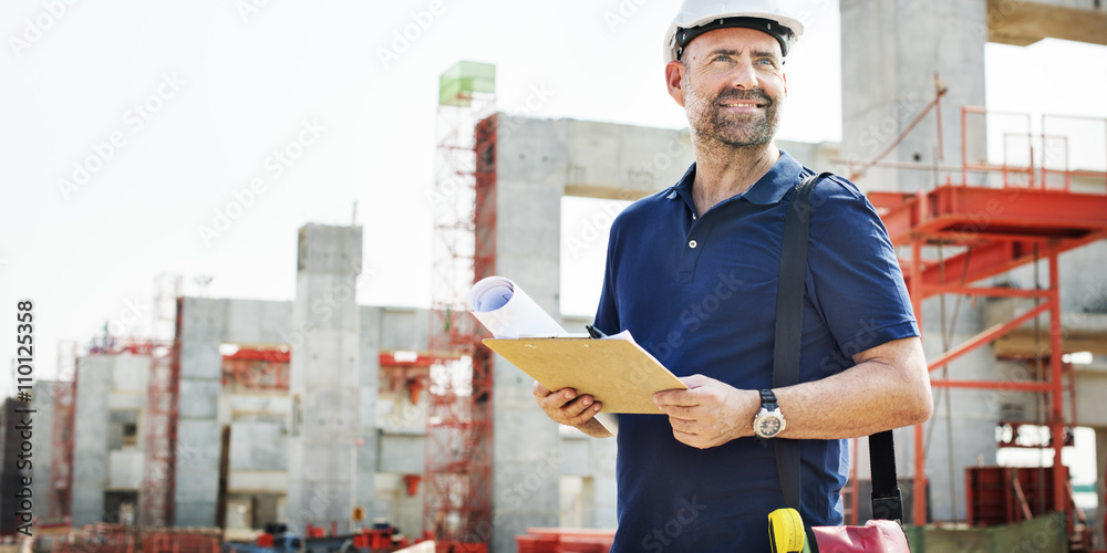 建筑工人规划施工者-开发商概念