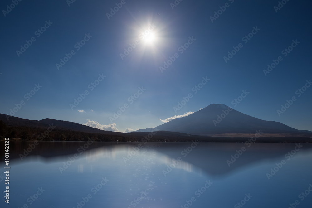 日落前的富士山和山那加湖