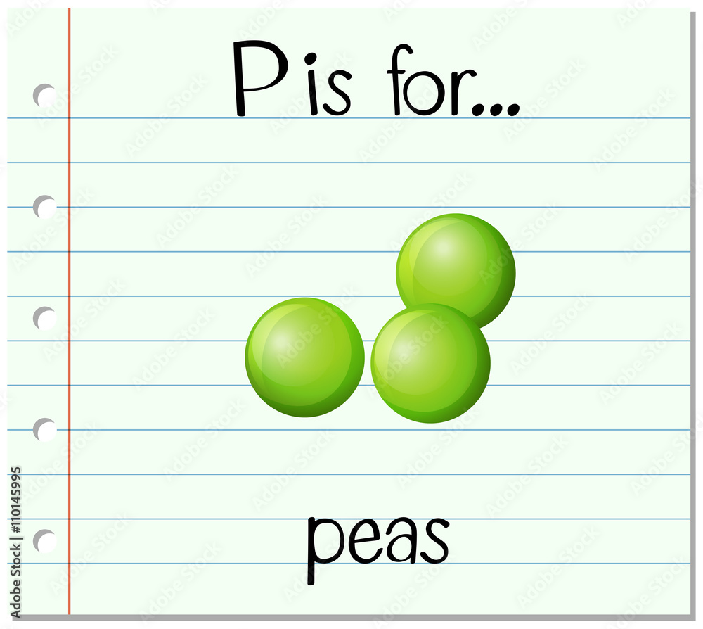 抽认卡字母P代表豌豆