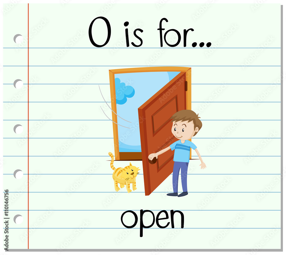 抽认卡字母O用于打开