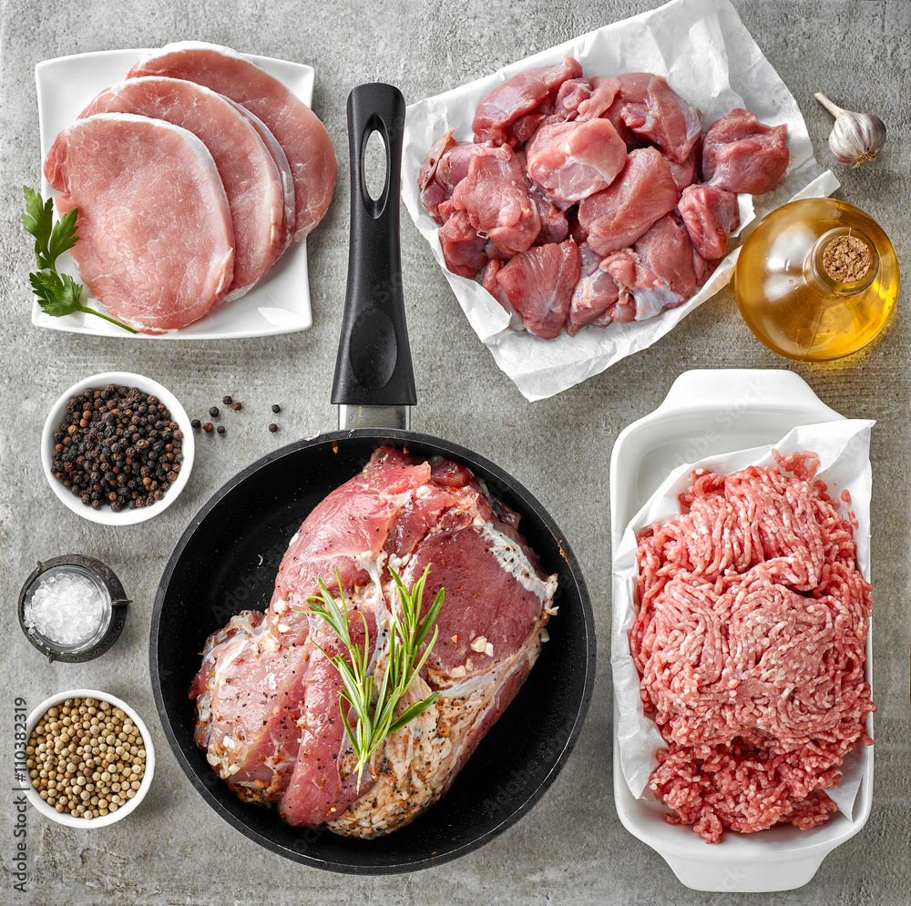 different types of fresh raw meat