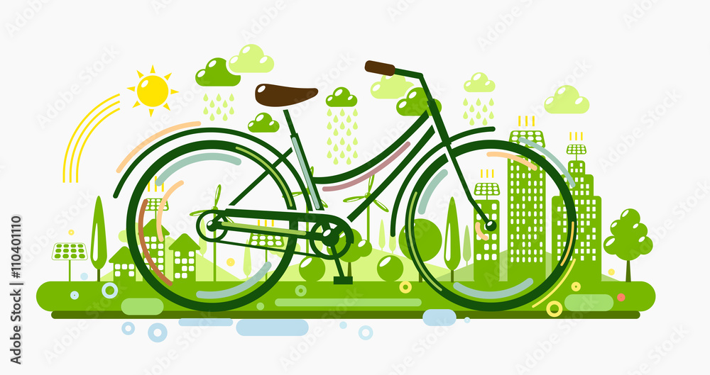 自行车与绿色城市