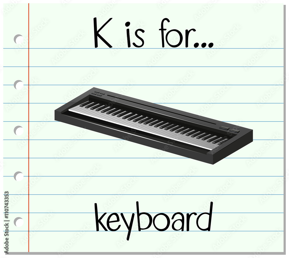 Flashcard字母K用于键盘