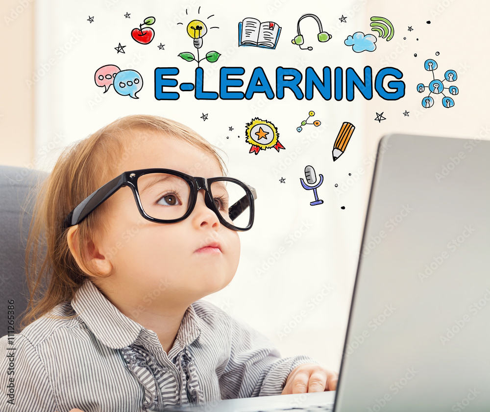 E-Learning concept with toddler girl