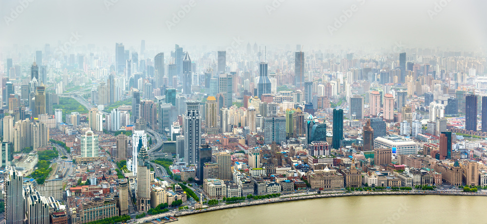 上海市中心空中全景图