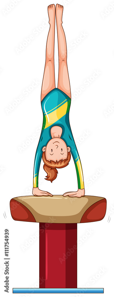 女子在平衡杆上做体操