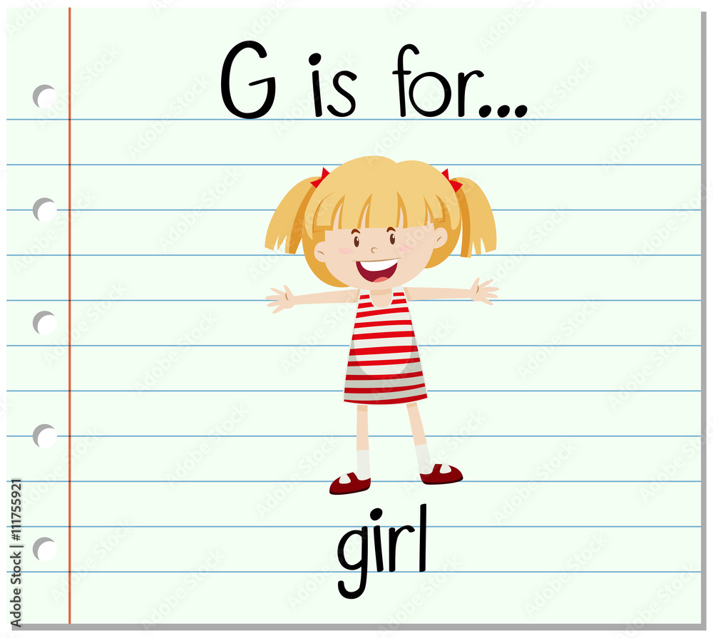 抽认卡字母G代表女孩