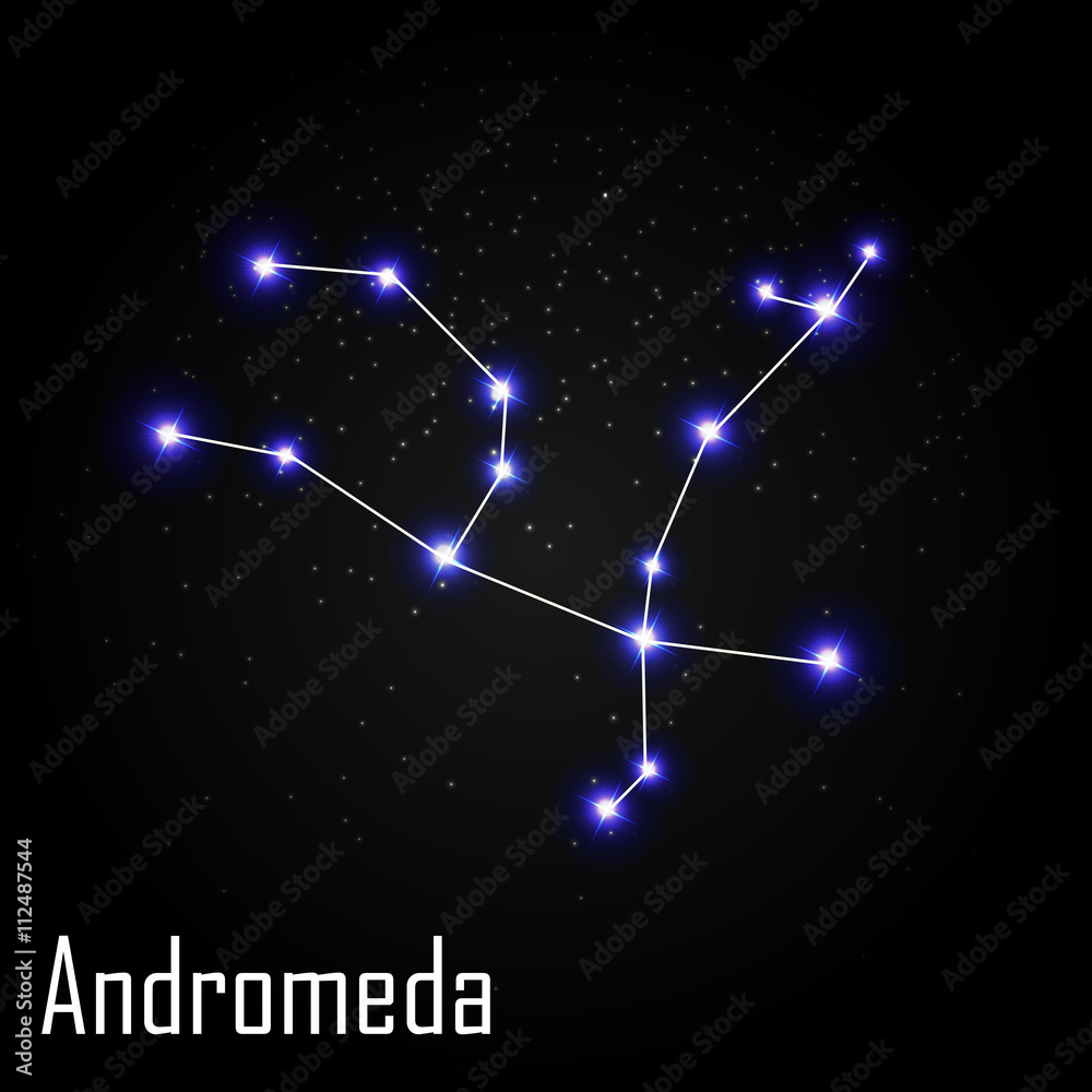Andromeda Constellation with Beautiful Bright Stars on the Backg