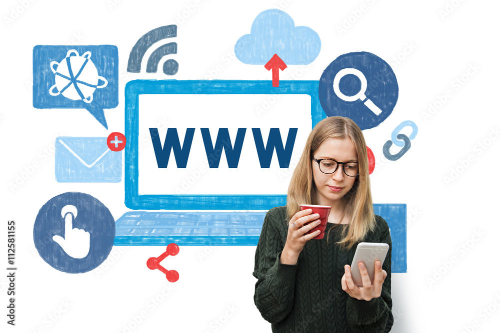 www互联网在线全球化连接技术概念