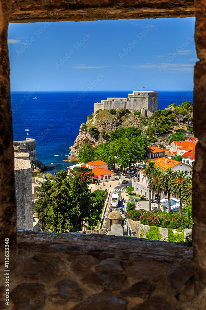 Dubrovnik fortress panorama with sea from the city walls,Croatia