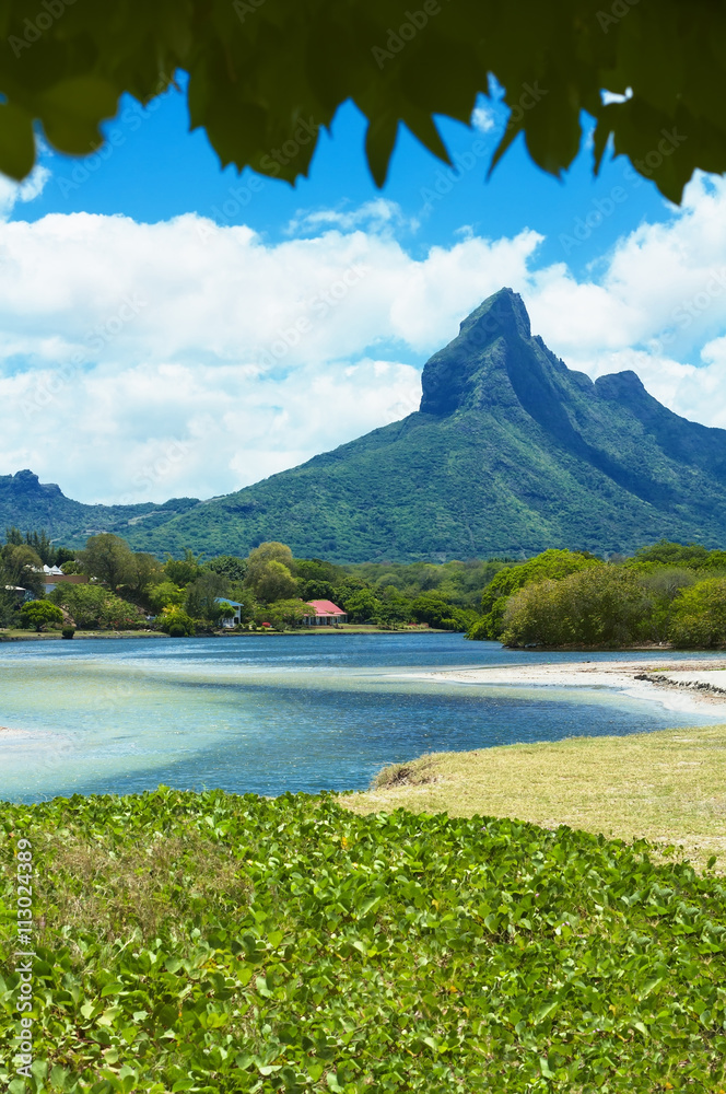 Mountain Rempart peak near Cascavelle, Black River, Mauritius island. One of the highest mountain in