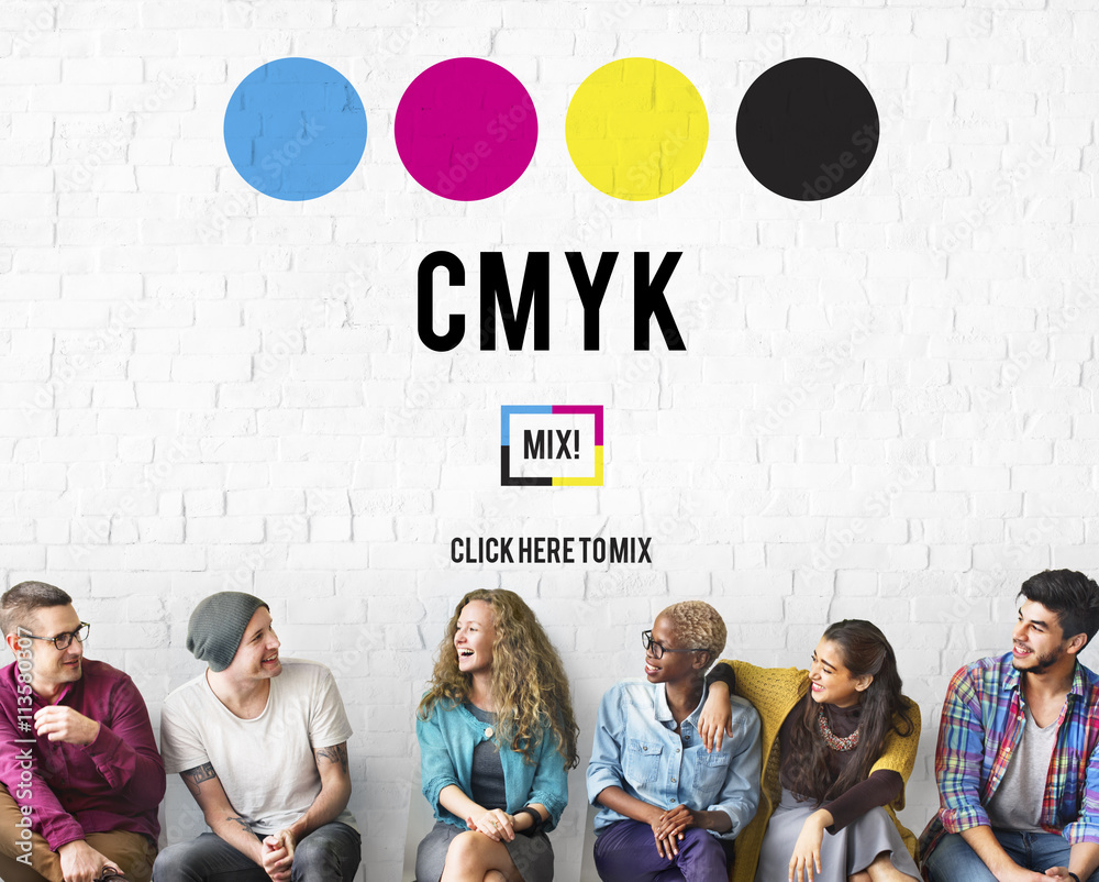 CMYK青色品红色黄色键色印刷工艺概念