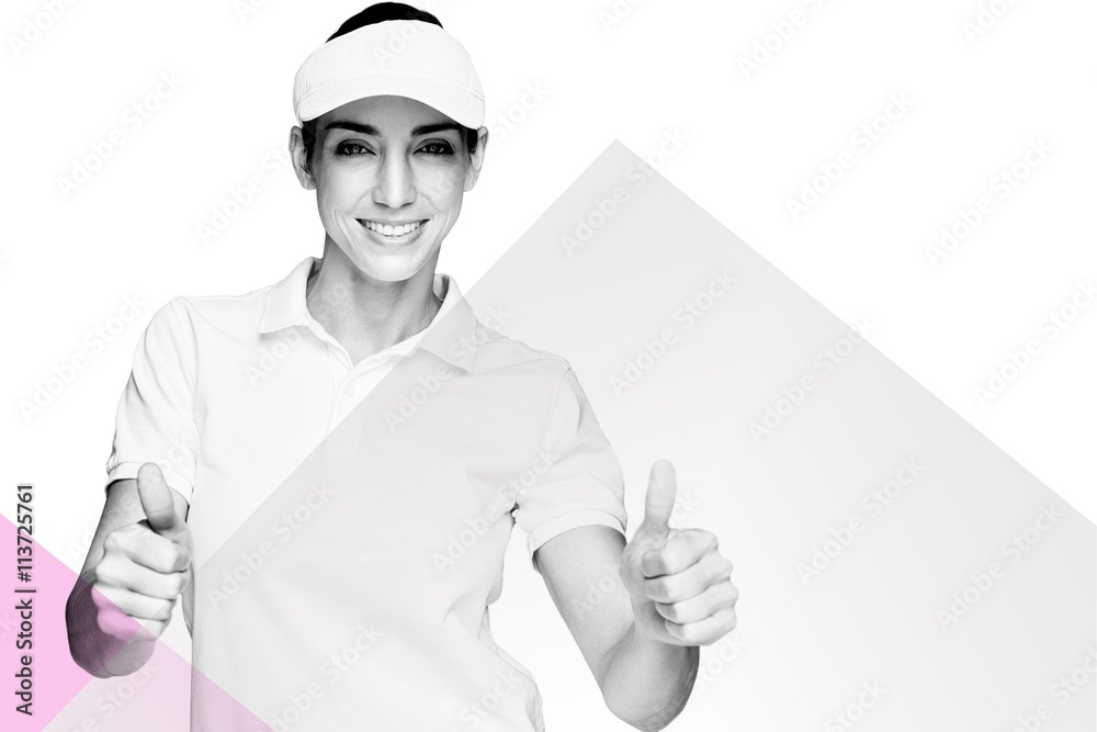 女运动员竖起大拇指的合成图像